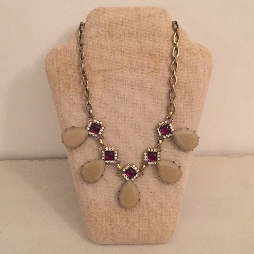 Anthropologie Necklace with Purple Jewels